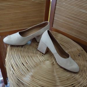 Zara blush micro suede block heels